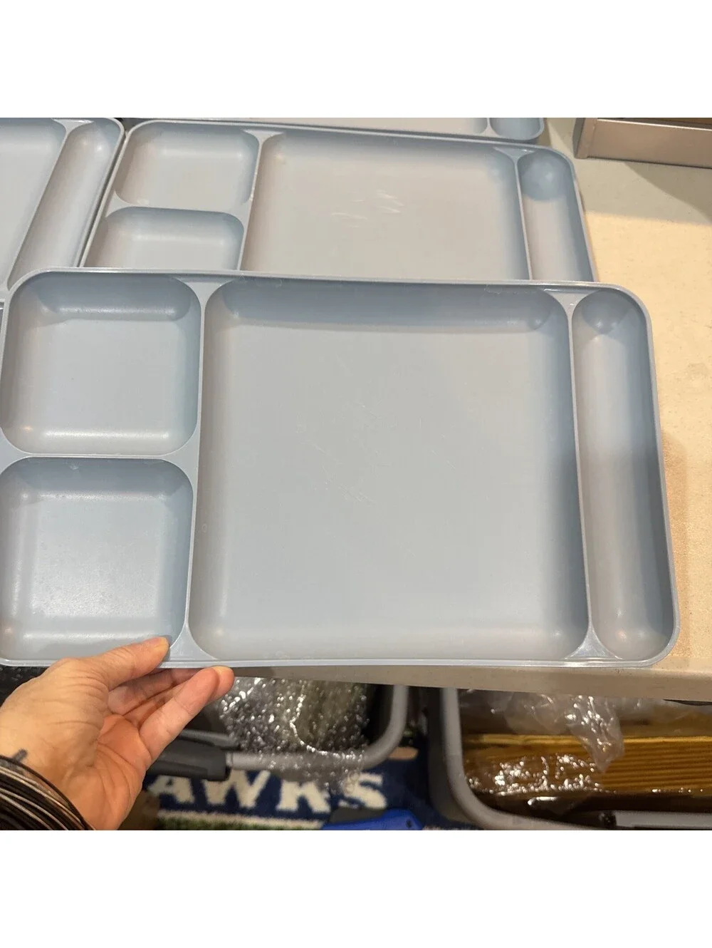 Vtg Set Of 6 Tupperware Cafeteria Divided Trays Potluck TV 1535